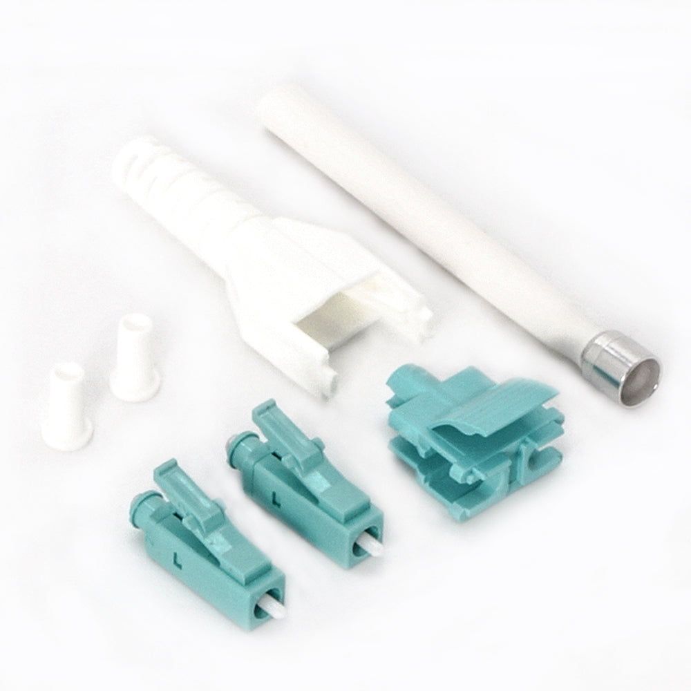 LC/UPC OM3 Multimode Duplex Uniboot Connector Aqua- (10pack) LC/UPC OM3 Multimode Duplex Uniboot Connector Aqua- (10pack)